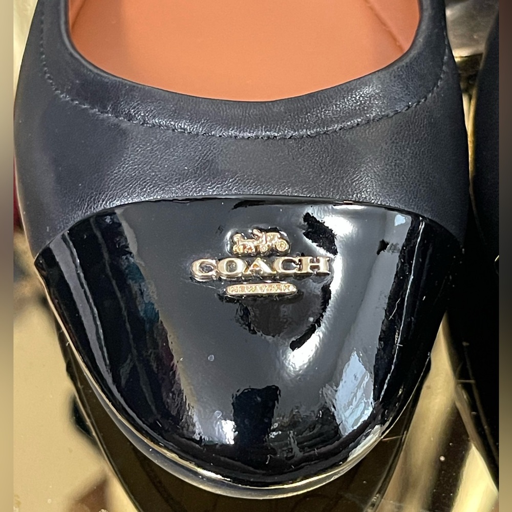 COACH BONNIE BALLET BLACK LEATHER PATENT CAP TOE 7.5 NEW WITHOUT TAGS - Picture 5 of 11